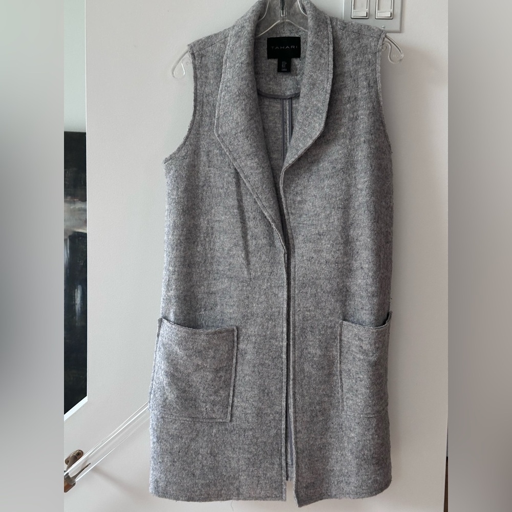 Gray Sleeveless Jacket by TAHARI
